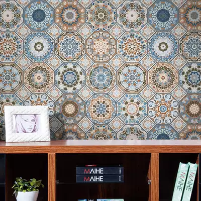 Kitchen oil-proof sticker decorative floor sticker cosmetic room waterproof tile sticker self-adhesive wall sticker wallpaper background wall wallpaper