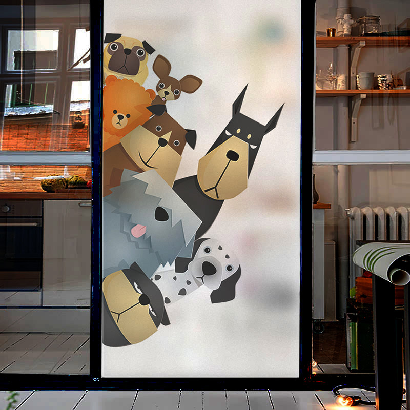 Bathroom powder room window cartoon glass sticker Translucent opaque shading sunscreen window grille Frosted glass film