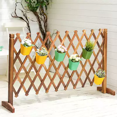 Space-saving foldable compartment partition fence Multi-function balcony flower pot pylons Decorative solid wood flower stand MR08