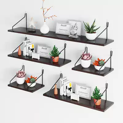 Bedroom living room non-perforated wall-mounted wall-mounted small bookshelf white and black original wood color plate shelf DJ15