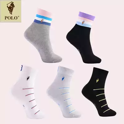 Polo autumn and winter women's socks pure cotton women's mid-tube spring and autumn and winter mid-tube striped socks Women's socks four seasons cotton socks