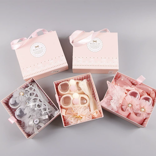 Детская заколка для волос с бантиком, повязка на голову, носки, детский высококлассный комплект