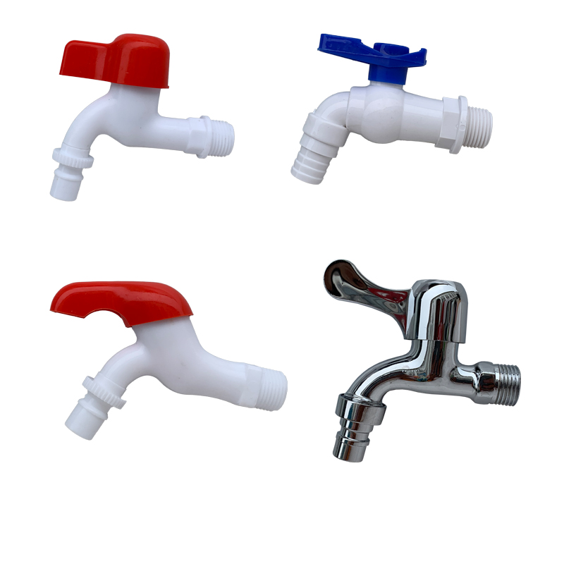 Faucet switch water nozzle plastic faucet lengthened 4 points faucet 20=DN15 silver white PVC