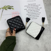 Small wallet womens short 2021 new Korean version of the small fragrant wind Linggua chain bag personality contrast color wild coin purse tide