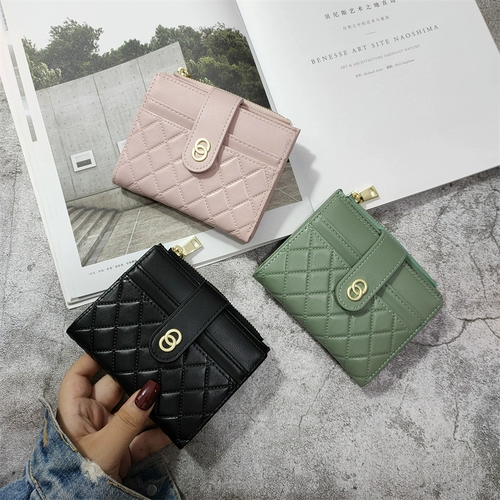 Бумажник, короткая сумка через плечо, тонкий складной кошелек с молнией, в корейском стиле