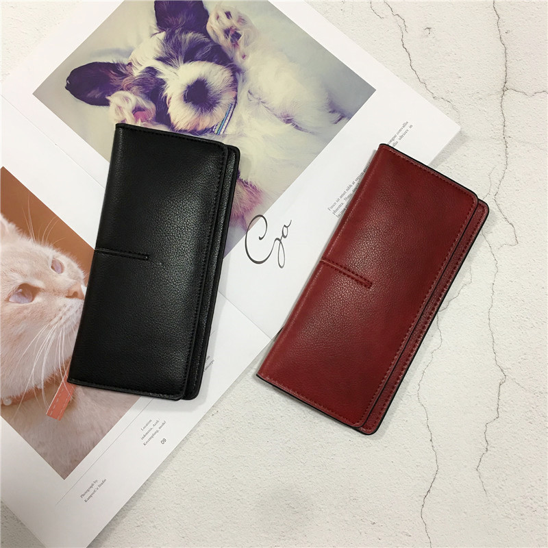 Ultra-thin simple wallet women 2021 new fashion buckle student retro card bag ins fashion women folding wallet