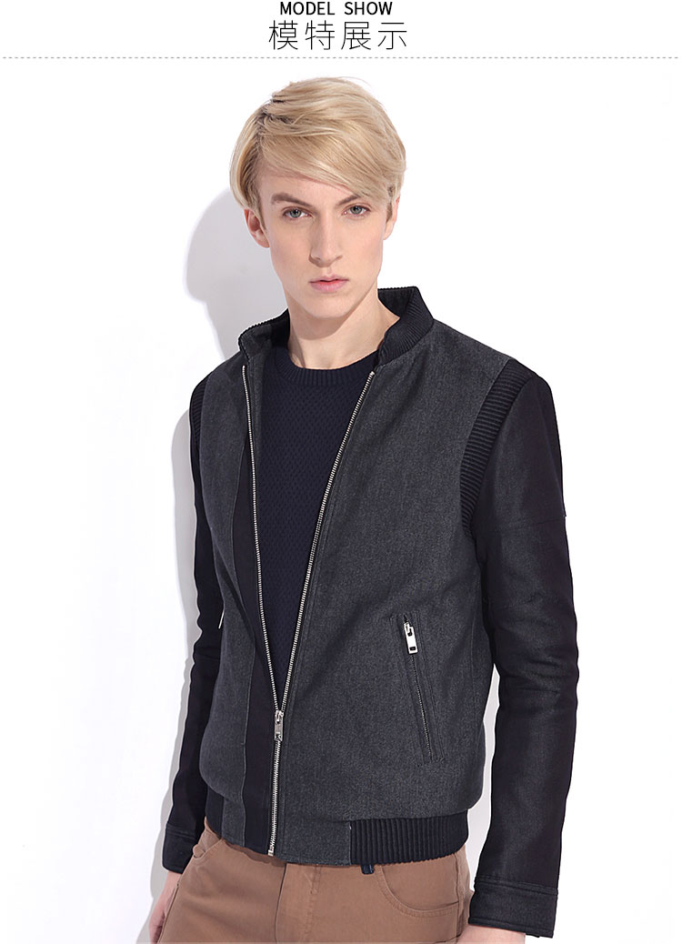 HIM Han Chong mùa thu và mùa đông nam mới giản dị Slim khâu áo khoác bông áo khoác nam áo giả hai mảnh áo jacket