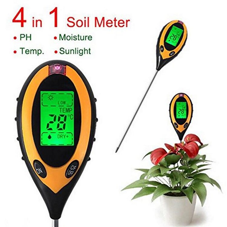 Four-in-one electronic soil tester Thermometer Hygrometer PH Light Illuminometer