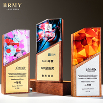 Wooden Trophy Medals Customized Trophy Crystal Authorization Brand Company Training School Outstanding Staff Souvenirs