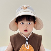 Childrens sun protection hat boys thin sunshade anti-UV spring and summer baby girls fisherman hat mesh sun hat