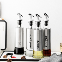 Oil pot glass oil bottle leak-proof seasoning bottle stainless steel oil tank vinegar pot household soy sauce bottle seasoning bottle free funnel
