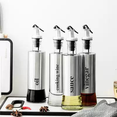 Oil pot jar glass oil bottle leak proof seasoning bottle stainless steel oil tank oil vinegar jar household soy sauce bottle seasoning bottle funnel