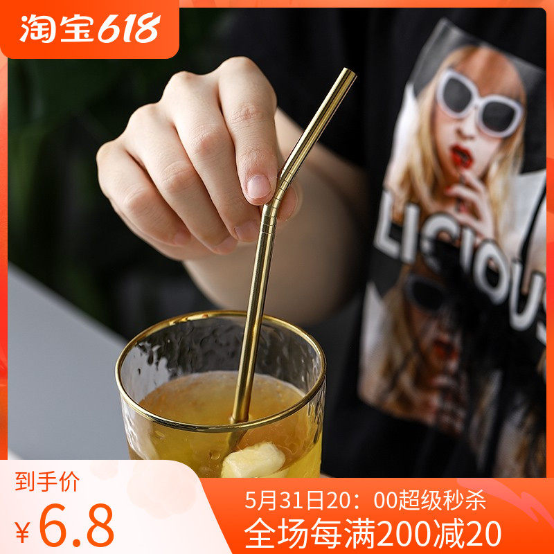 Flower Kitchen Eurem Creative eco-friendly stainless steel 304 straw heat resistant and corrosion resistant portable drink milk tea straw