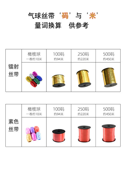 婚庆用品大卷彩色气球丝带节日派对装饰工具绑气球绳子配件100码