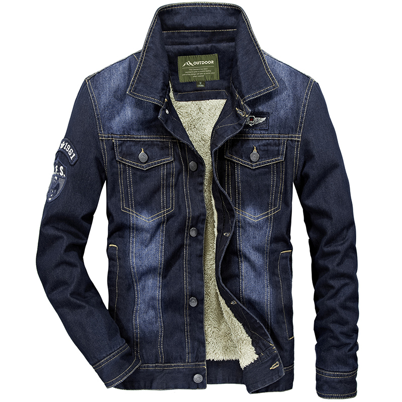 Dòng Jiyuan con trai mùa đông cao bồi cộng nhung nam dày của quần áo bông thủy triều 2020 áo khoác mới denim jacket