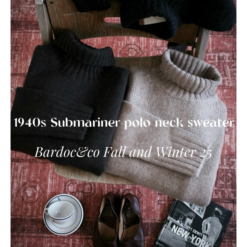 Bardoc 25Fw 40S Us Navy Submariner High-Neck 100% Wool Sweater for Men and Women Bardoc 25Fw 40S Us Navy Submariner High-Neck 100% Wool Sweater for Men and Women