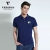 Versino / Vansino nam 2018 hè kinh doanh giản dị ve áo ngắn tay áo thun trung niên mỏng - Polo