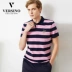 Versino vansino nam 2019 mới ve áo kinh doanh thêu áo sơ mi polo nam mùa hè ngắn tay - Polo áo polo nam đẹp Polo