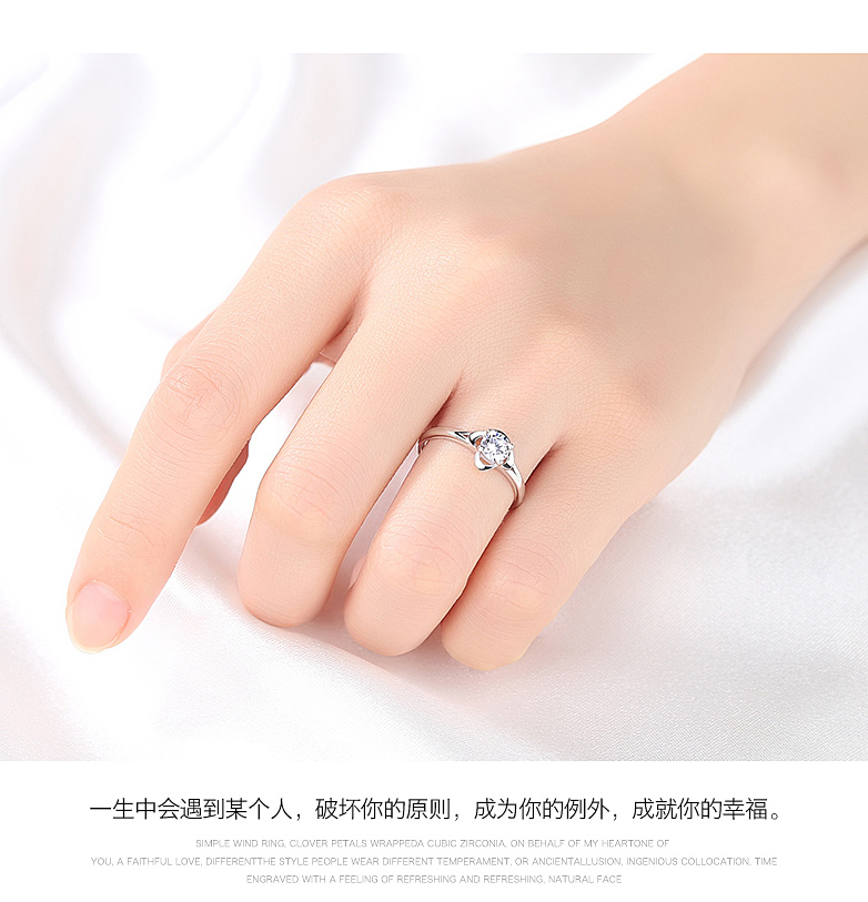 Đơn giản bốn lá clover 999 sterling silver ring nữ cá tính Nhật Bản và Hàn Quốc phiên bản của sinh viên thủy triều người chân bạc vòng thực phẩm mở mạng đỏ