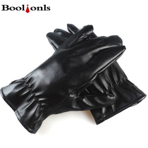 Touch screen mens gloves winter leather velvet thickened warm windproof waterproof riding motorcycle riding security etiquette