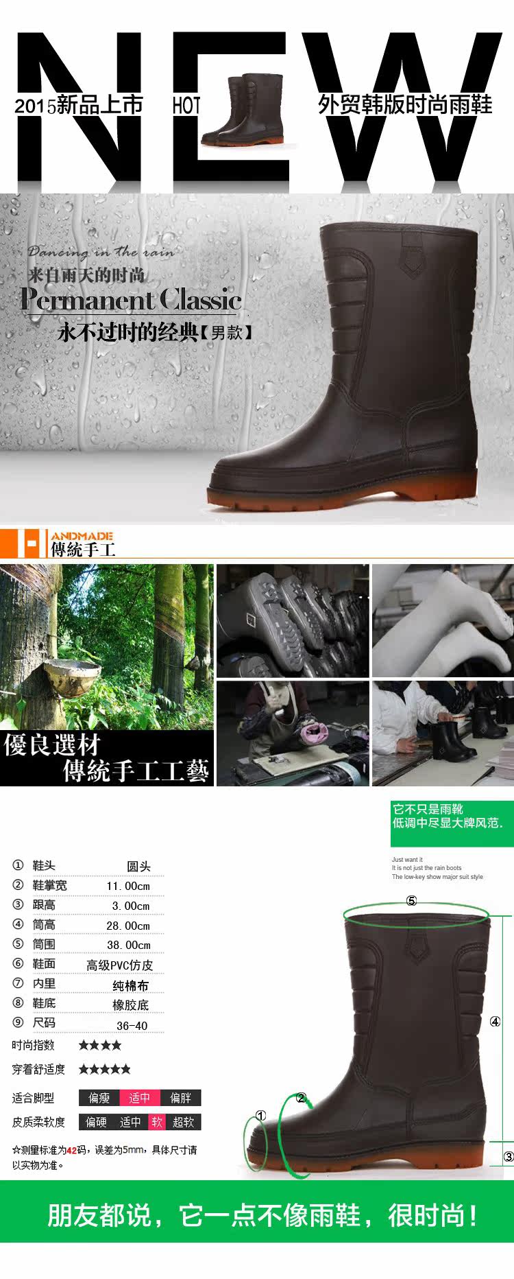 Chaussures - bottes caoutchouc homme pour hiver - semelle tendon - Ref 964419 Image 6