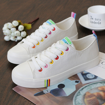 People-oriented canvas shoes Girls flat-bottomed versatile sneakers spring Korean version of the tide breathable girl junior high school students white shoes