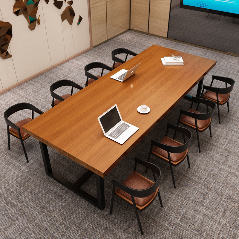 Solid Wood Meeting Table Loft Industrial Wind Office Negotiate Table And Chairs Combination Brief Modern Large Strip Table