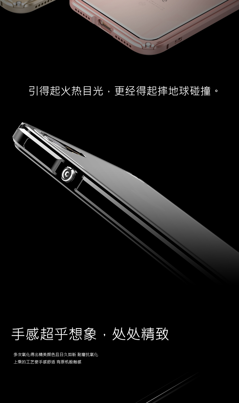 GINMIC Legend Slim Aluminum Metal Bumper Scratch Resistant Transparent PC Cover Case for Apple iPhone 7 Plus & iPhone 7