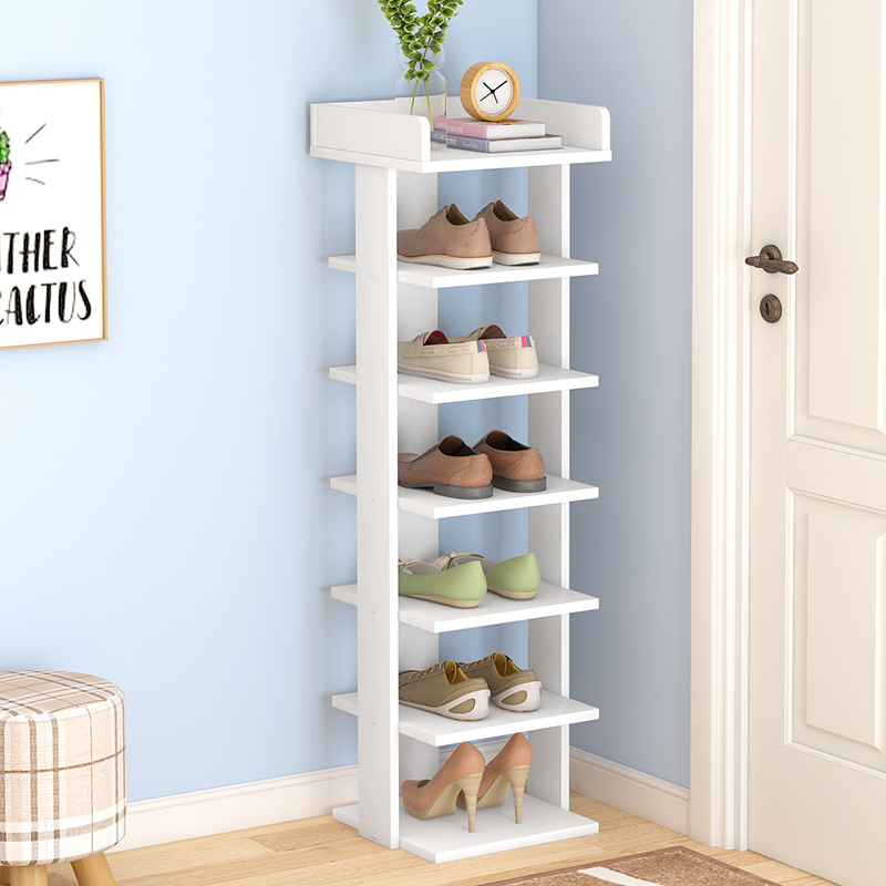 Simple entry-level narrow shoe rack home mini space-saving slippers storage rack entrance door dust-proof economical shoe cabinet
