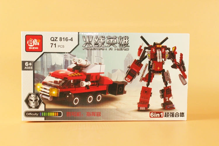 Kaizhi khối xây dựng dòng lửa anh hùng lửa câu đố chính tả chèn cậu bé lắp ráp đồ chơi 6 trong một siêu phù hợp QZ816 bộ lego xếp hình