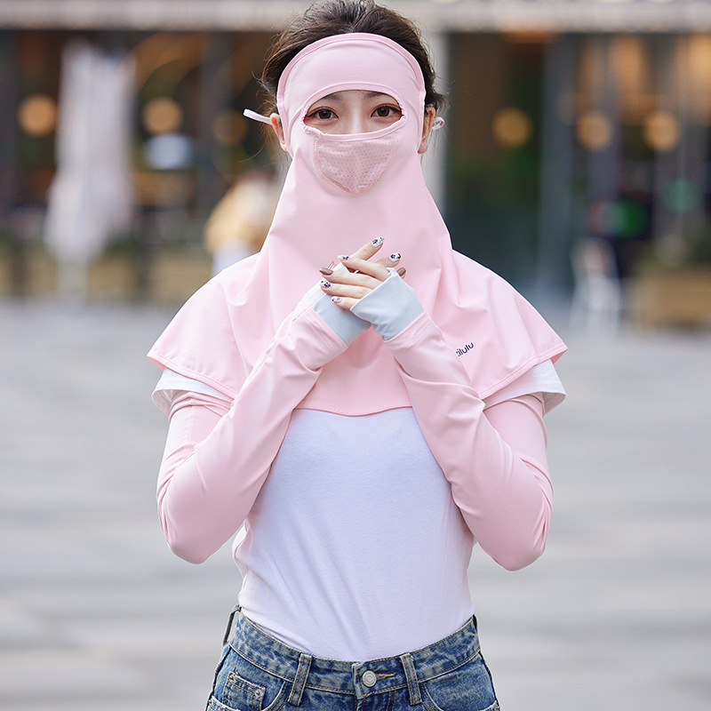 Ice silk sunscreen mask woman full face thin mask shading and neck face kini anti UV breathable riding sleeve