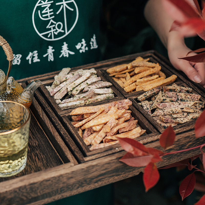 Lotus-wood Potato Head Strips Dry Crab Yellow Scallion Taste Non-Fried Cilanto Net Red Crisp and Delicious Snacks 150g