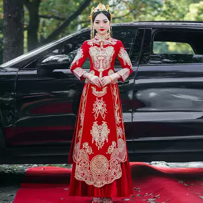 Xiuhe clothing 2021 New Bride wedding Chinese wedding dress toast dress Dragon Phoenix hanging 2021 wedding dress Xiuhe clothing female