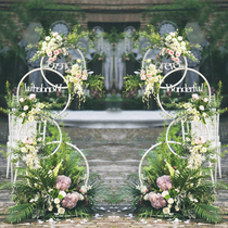 Wedding stage decoration T stage iron ring flower stand background ring road leading wedding window decoration floral ornaments