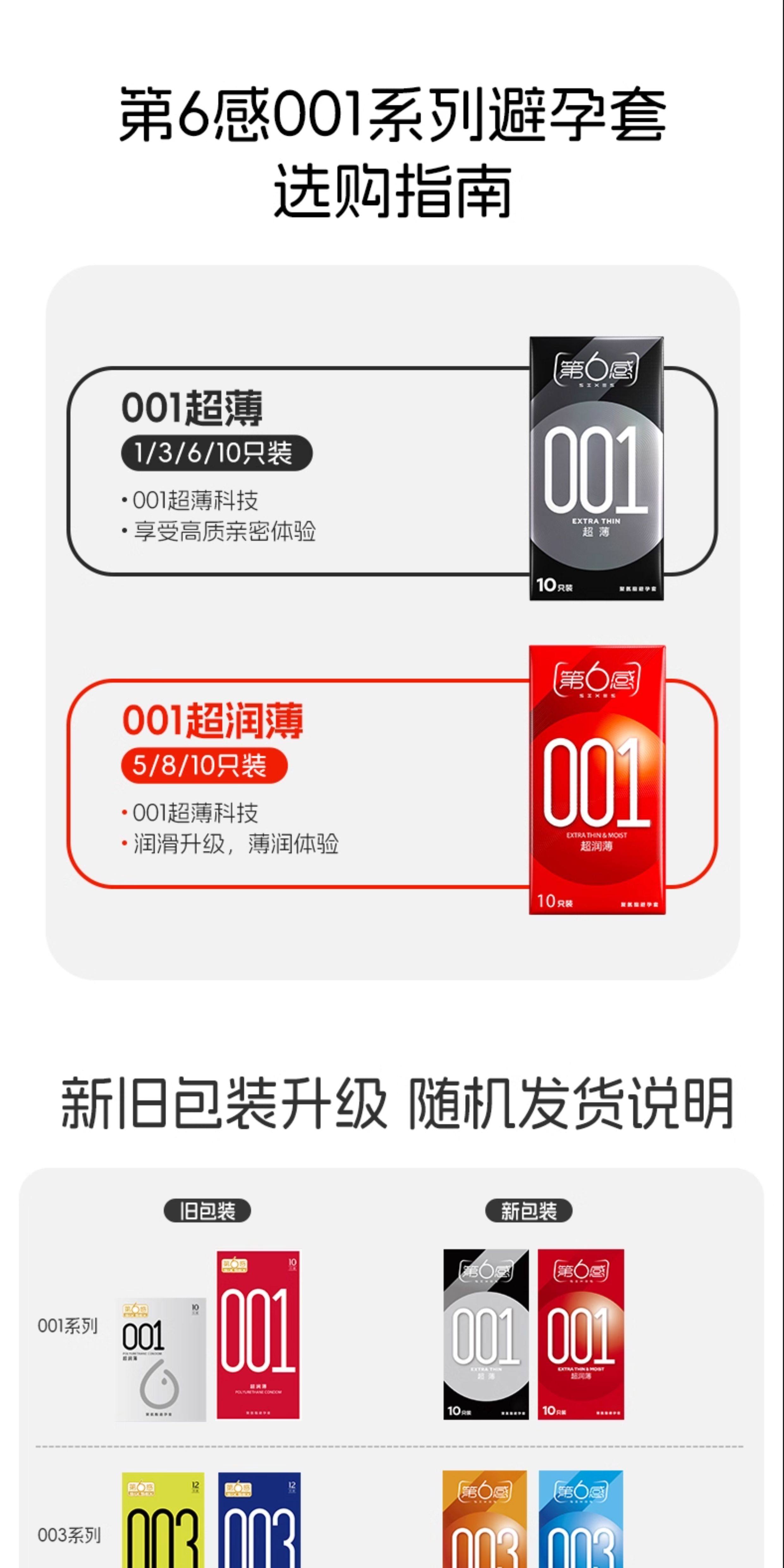 【中国直邮】 第六感 001避孕套 超薄裸入安全套套男用持久神器byt 共8只