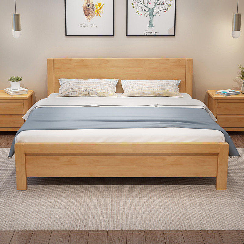 South China furniture modern minimalist full solid wood bed 1 8 m double bed master bedroom 1 5 m log home single bed