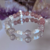 (Original bracelet - one last kiss) Natural rose quartz strawberry crystal white mother-of-pearl shell dream creation