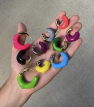 Solver colored rubber earrings double colored earrings in niche colored earneedles Candy ear crashes