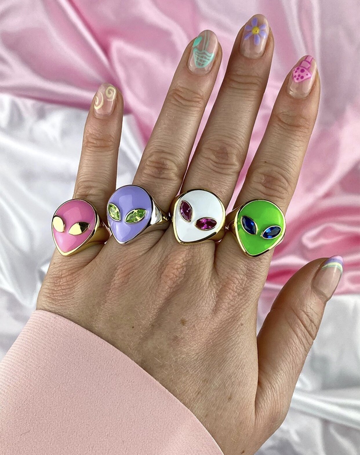 Astute Alien Ring Alloy Plated Real Gold Series Decorative Ring Niche Unique