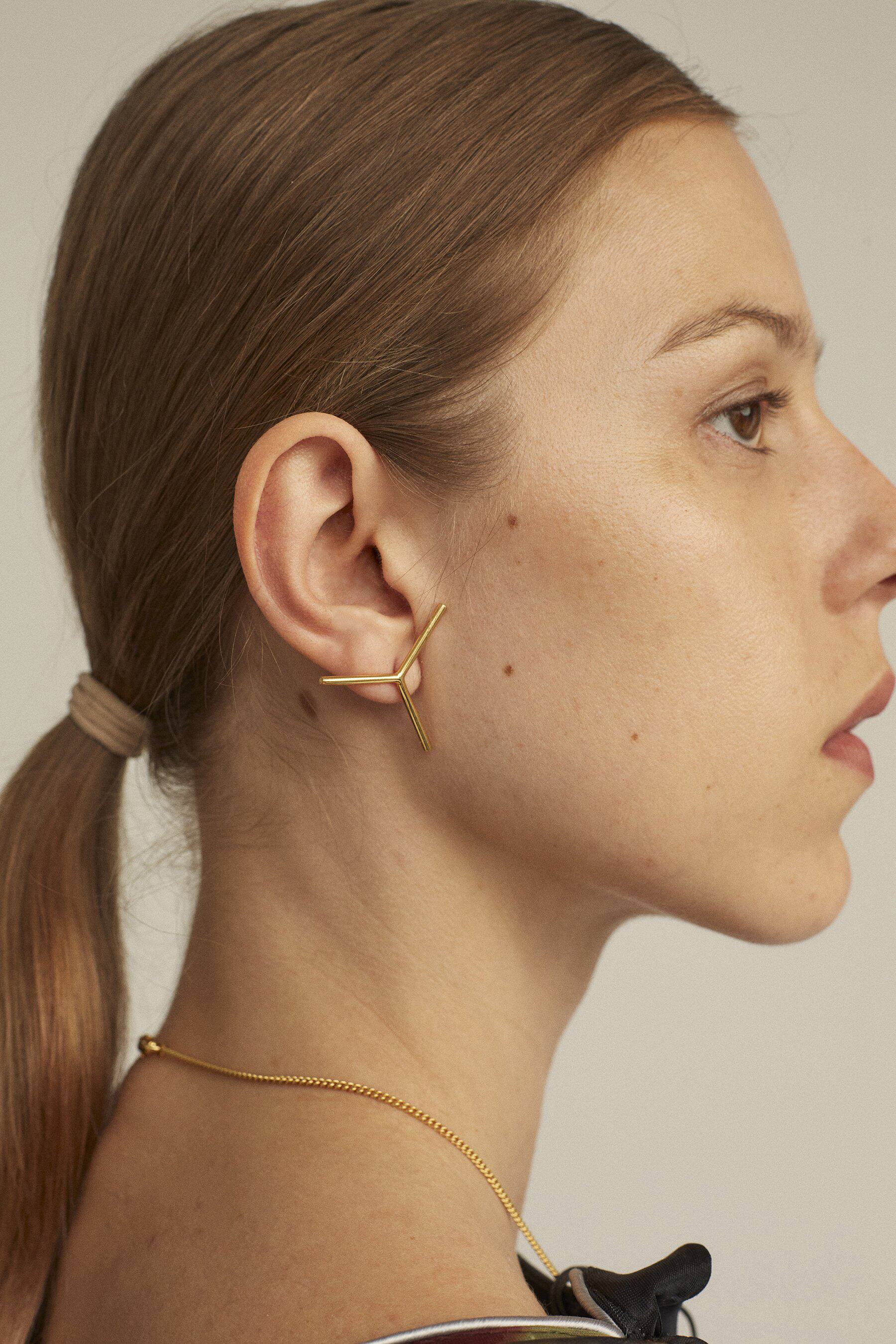 Niche design new ear needle Y-shaped earrings super exaggerated shape earrings ins niche bloggers same style couple earrings