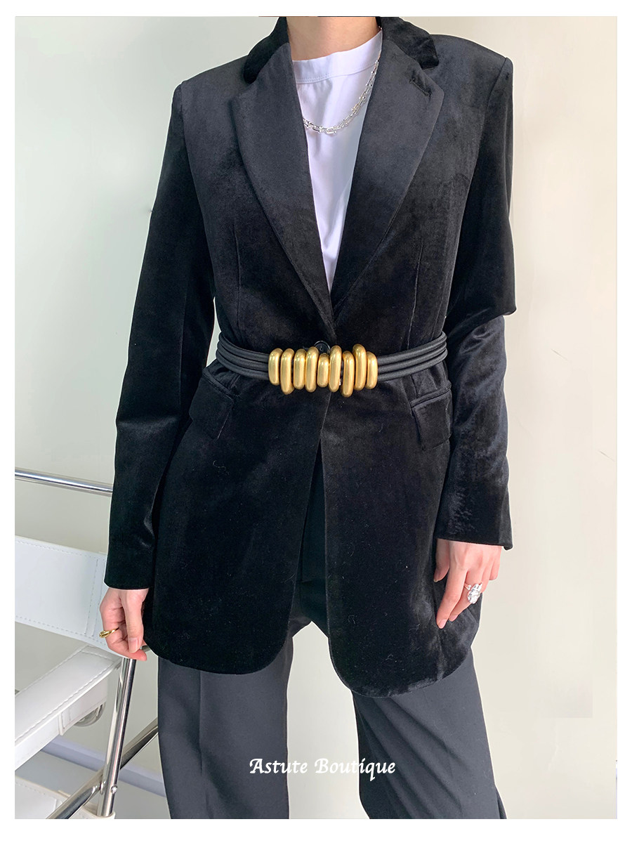 B * Vins Super fire brass belt waist seal Belt metal block accessories multi-strand curl edge elastic Yang Mi same belt