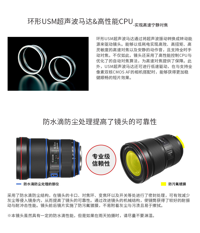 Có thể thay thế Canon 16-35 góc rộng ống kính đỏ vòng tròn ống kính Canon EF 16-35 F2.8L III USM