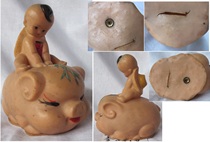 Old rubber toys nostalgic Beijing toys three factory soft rubber pinch doll put pig baby bank defect