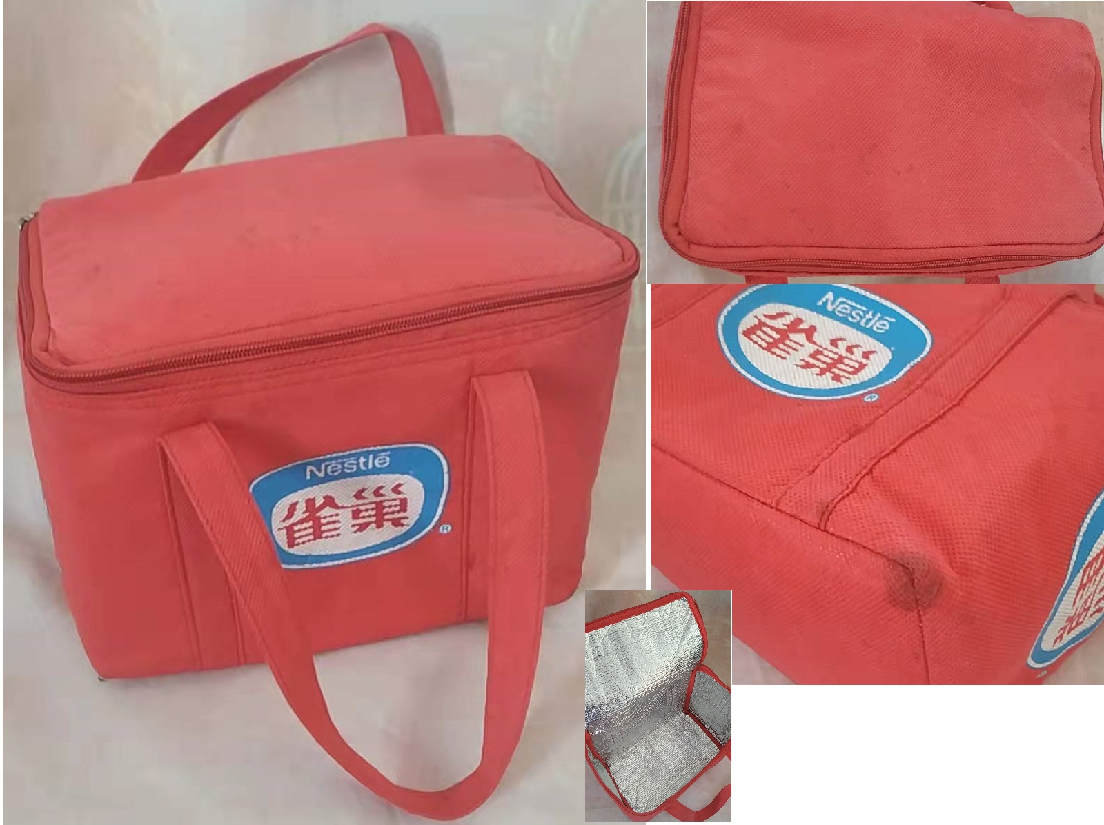 nestle Nestle* Food surrounding Early Great Red Nonwoven Surface Zipper Insulation Bag Ice Bag