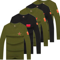 Mens spring and autumn long sleeve military camouflage T-shirt cotton elastic gattening round collar and embroidered tide sports undershirt