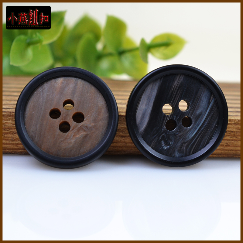 Round Mixed Color Black Edge Coat Trench Coat Button Cashmere Woolen Coat