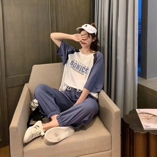 Four color zhigongni sports and leisure suit women's Korean version loose and fairy new summer fashion two piece set trend