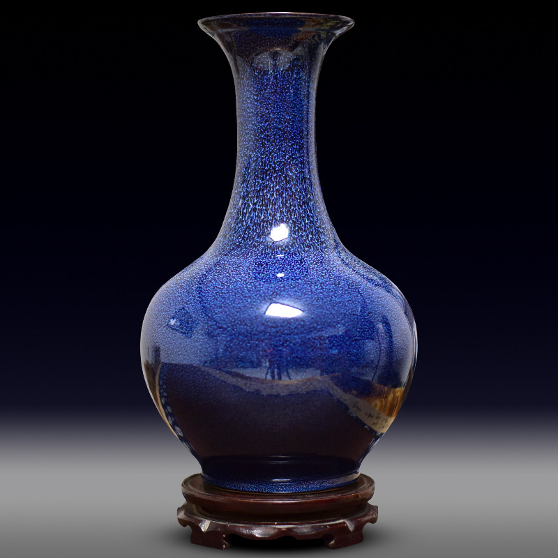 Jingdezhen Ceramic Ware Creative Vase Dry Flower Arrangement Pendulum Pieces Chinese Style Home Decoration Living Room Furnishing Blue large number