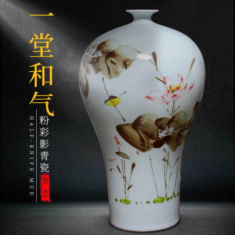 Jingdezhen New Chinese ceramic instrumental living room hand-painted under-glazed colorful vases and air-home decoration art swinging pieces-Taobao