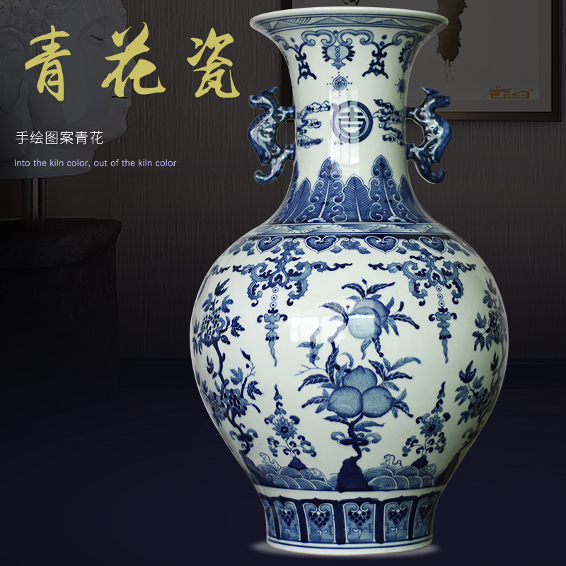 Jingdezhen ceramics archaize rich ancient frame of new Chinese style classical blue - and - white TV sitting room porch ark, handicraft furnishing articles